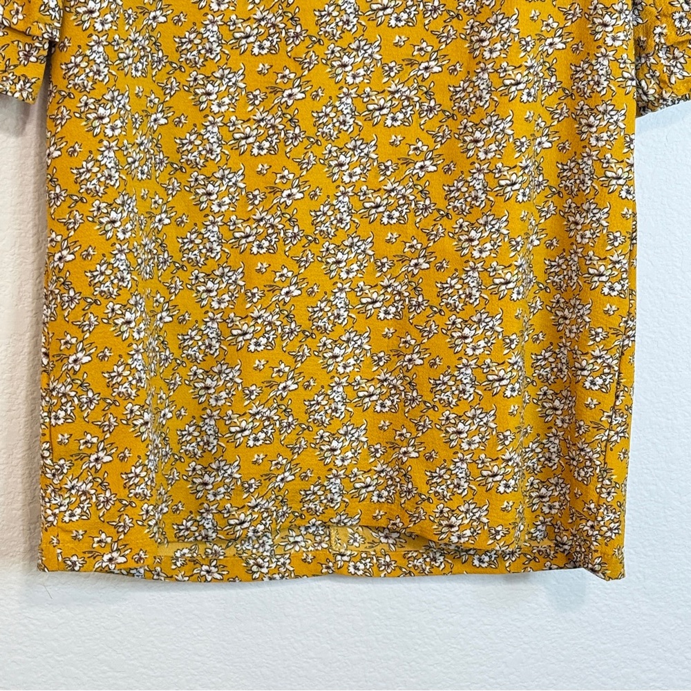 Belongsci Mustard Floral Mini Dress – Boho-Chic Sunshine Style (Size S) - Picture 4 of 16